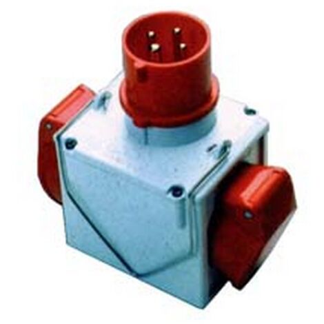1PZ ADATTATORE INDUSTRIALE 380V CON SPINA E 2 PRESE CEE IP44 - 16A colore rosso 73111