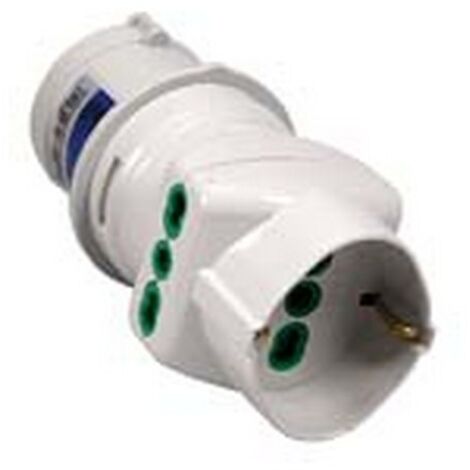1PZ ADATTATORE INDUSTRIALE CON SPINA CEE IP44 E PRESE BIPASSO E SCHUKO - 16A 73090