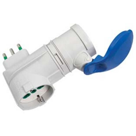 1PZ ADATTATORE INDUSTRIALE SPINA 16A PRESA SCHUKO BIP. + CEE IP44 BLU - 16A 73010