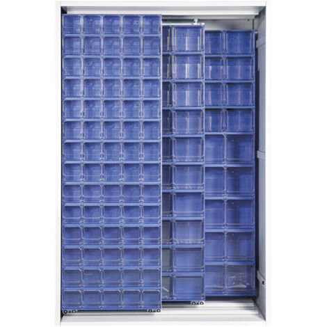 1PZ ARMADIO 2 PANNELLI SCORREVOLI CRISTAL BOX154 CASSETTI BLU