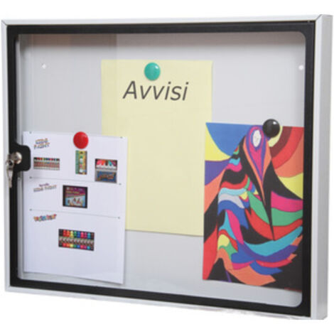 1PZ BACHECA MAGNETIC VERNICIATO FINITURA SILVER BLACK MM 580X60X480H
