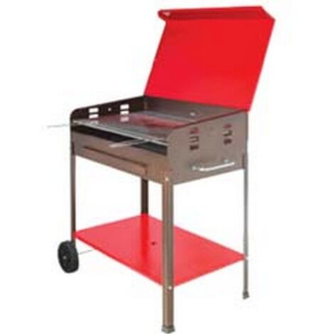 1PZ BARBECUE RETTANGOLARE A CARBONELLA "ETNA" CON RUOTE - bracere cm.50x80