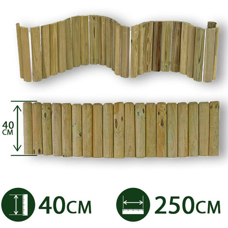 1PZ BORDURA PER AIUOLE ROLLBORDER LEGNO DI PINO CM 40X250 PER FIORIERE GIARDINO