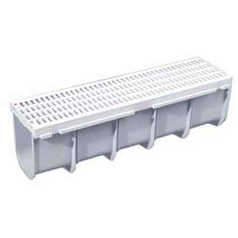 1PZ CANALETTA CON GRIGLIA COMPLETA IN POLIPROPILENE GRIGIA - cm.50x13x14h.