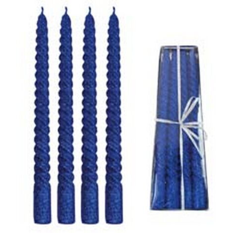 1PZ CANDELA DI CERA A TORTIGLIONE BLU -  mm.21x250h.
