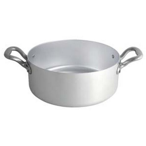 1PZ CASSERUOLA CILINDRICA MEZZA FONDA IN ALLUMINIO CON 2 MANIGLIE - cm.24