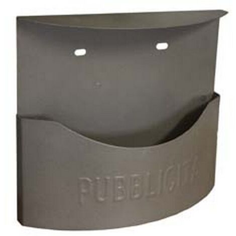 1PZ CASSETTA RACCOGLI PUBBLICITA IN METALLO "MARSUPIO" GRIGIO GHISA - cm.35x14x36h. colore grigio ghisa
