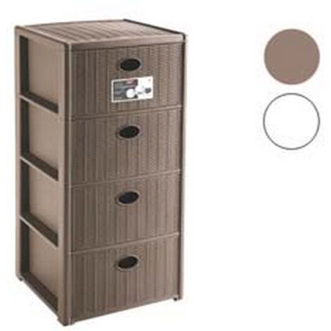 1PZ CASSETTIERA ELEGANCE IN POLIPROPILENE - cm.40x40x80h. - colore bianco