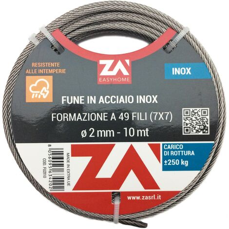 1PZ CAVETTO ACCIAIO INOX 49F DIAM.2 MT 10
