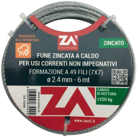 1PZ CAVETTO ACCIAIO ZINCATO ANTIGIRO 133F DIAM.5 MT 25