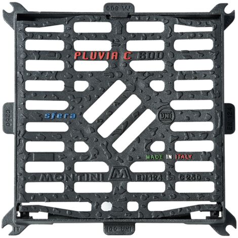 1PZ CHIUSINO GRIGLIATO IN GHISA 'CONCAVO' PLUVIA C - 60 x 60 - Kg 32