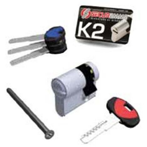 1PZ CILINDRO SAGOMATO PROFILO EUROPEO "K2" 1+3 CHIAVI 0CK2 SERIE 3200-M - mm.30x10 cromo satinato