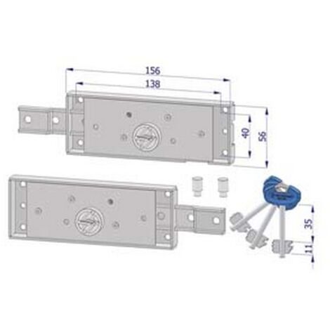 1PZ COPPIA SERRATURA LATERALE D.MAPPA PER SERRANDA CON CATENAC. PIEGATO 2235 - DX/SX ACCOPPIATE KA (2235XZB4508AB3XXKA)