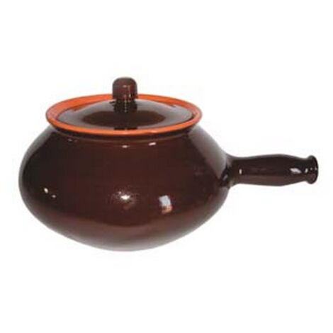 1PZ cuocipatate in terracotta brunella con coperchio - cm.22