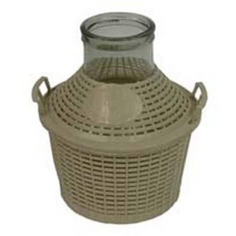 1PZ DAMIGIANA A BOCCA LARGA IN VETRO VESTITA  - lt.15 - bocca  mm.115