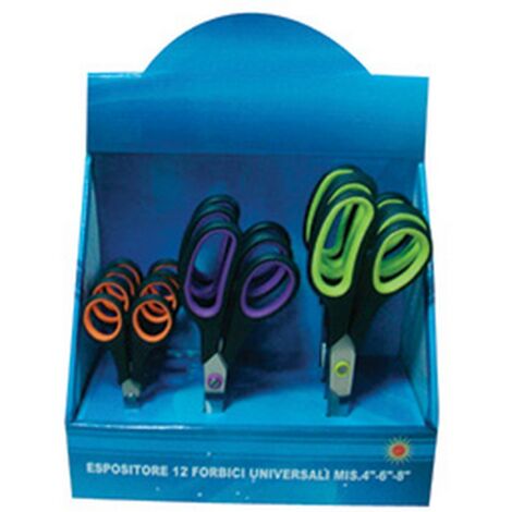 1PZ ESPOSITORE 12 FORBICI UNIVERSALI MIS.4"-6"-8"