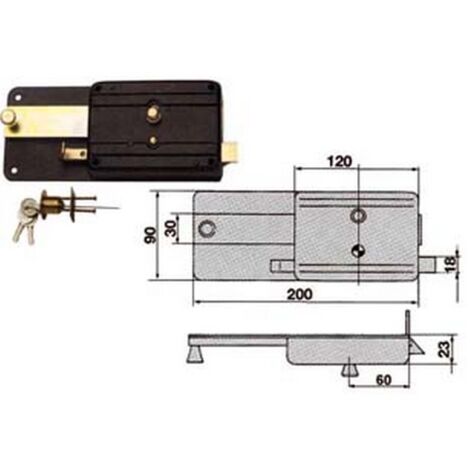 1PZ FERROGLIETTO CON CATENACCIO 6 MANDATE E SCROCCO SEPARATO CILINDRO STACC. 230CS - MM.60 (230/CS)