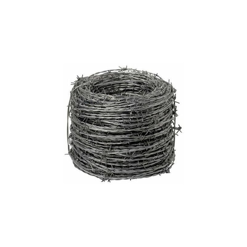 Image of 1 pz filo spinato con 4 punte rotolo da 100 mt 2 fili ø 1,7 mm modello leggero zincato per recinzioni concertina ferro spinato