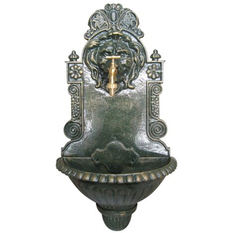 1PZ FONTANA IN GHISA LEONE ANTICHIZZATA CON RUBINETTO col. Verde