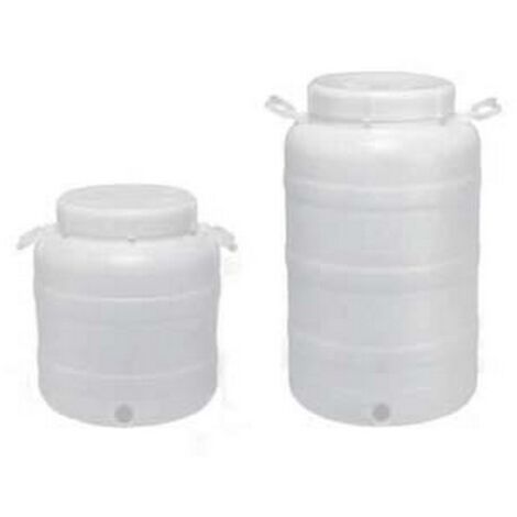 1PZ FUSTO A BOCCA LARGHISSIMA IN POLIETILENE PER ALIMENTI SENZA RUBINETTO - lt.25 - bocca  cm.14 - misure  cm.27x53.5h.