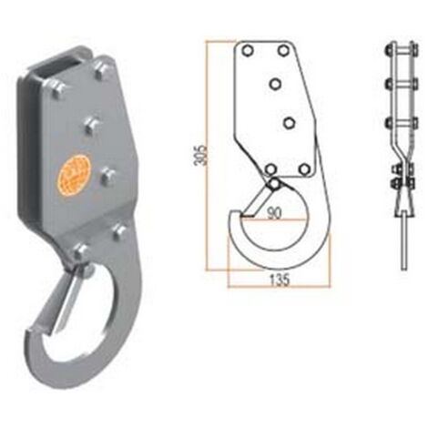 1PZ GANCIO PER SOLLEVAMENTO DI SICUREZZA - mm.135x305