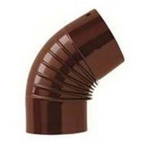 1PZ GOMITO 45 PORCELLANATO PER STUFE A LEGNA MARRONE LUCIDO -  cm.12