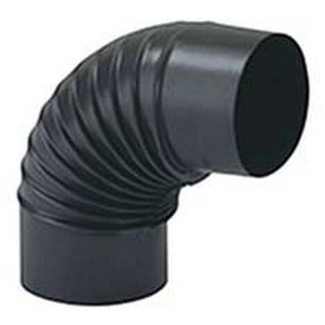 1PZ GOMITO 90 PORCELLANATO STUFE A LEGNA NERO OPACO "ALA SMALTO CLASSIC" -  mm.150