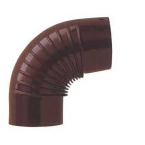 1PZ GOMITO A 90 PORCELLANATO PER STUFE A LEGNA MARRONE LUCIDO -  cm.10