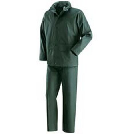 1PZ IMPERMEABILE GIACCA/PANTALONE IN POLIURETANO VERDE - tg.XXL colore verde