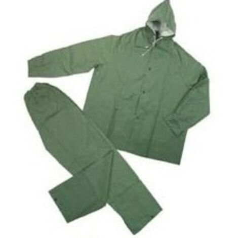 1PZ IMPERMEABILE GIACCA/PANTALONE IN PVC BISPALMATO PLP VERDE - tg. XXXL