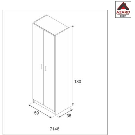 1PZ KIT ARMADIO 2 ANTE 7 RIPIANI MULTIUSO 59X37XH180 CM
