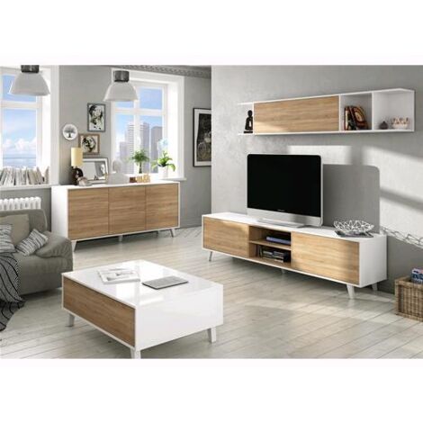 1PZ KIT CREDENZA 3 ANTE ZAIKEN 154X41XH75 CM BIANCO ROVERE