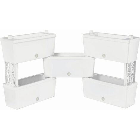 1PZ KIT FIORIERA RETTANGOLARE BRICK 5 PZ. Col. Panna cm. 60x23x27 h