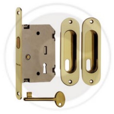 1PZ KIT X PORTE SCORREVOLE CON COPPIA NICCHIE OVALE CON CHIAVE ORO-LUCIDO