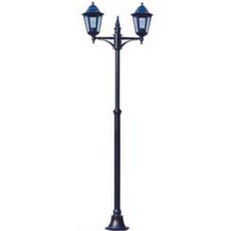 1PZ LAMPIONE 2 LUCI SU PALO MODELLO BERLINO - 2X100w IP44 cm.72x230h. colore nero