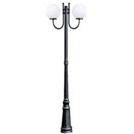 1PZ LAMPIONE 2 LUCI SU PALO MODELLO SFERA - 2x100w IP44 cm.230h. colore nero