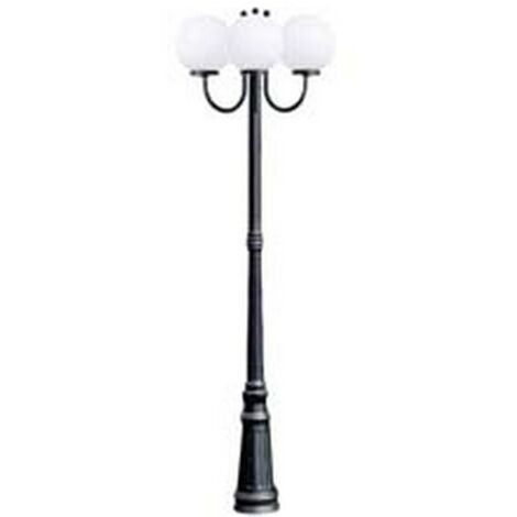 1PZ LAMPIONE 3 LUCI SU PALO MODELLO SFERA - 3x100w IP44 cm.230h. colore nero