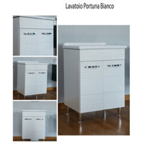 1PZ LAVATOIO ANTONELLA 60X50 CM CON SIFONE BIANCO PORTUNA