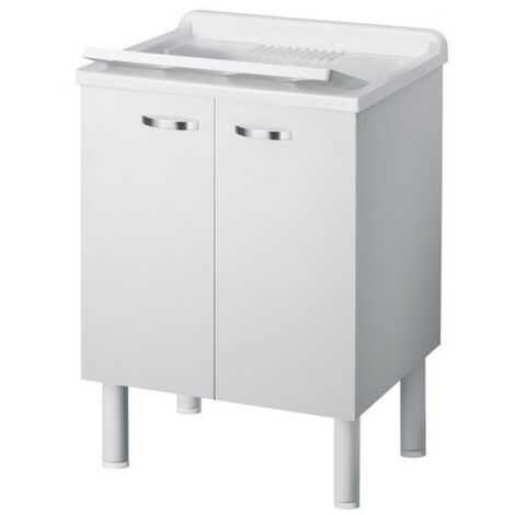 1PZ LAVATOIO IN LEGNO BIANCO MONTATO  cm. 60x50x85 h