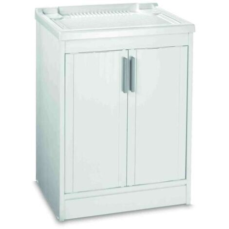 1PZ LAVATOIO IN RESINA BIANCO IN KIT  cm. 60x50x86 h