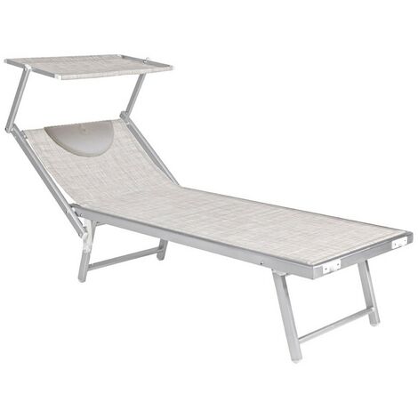 1PZ LETTINO SPIAGGIA CON PARASOLE E POGGIATESTA 'BUDEL singolo - cm. 188 x 67 x h.38