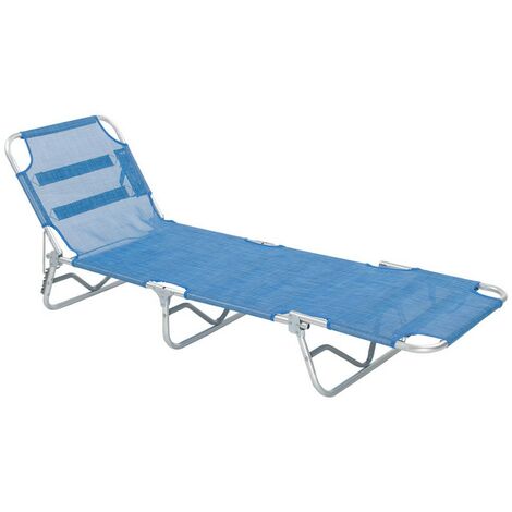 1PZ LETTINO SPIAGGIA SENZA PARASOLE 'SABAUDIA' cm 188 x 58 x h 27 - telo blu
