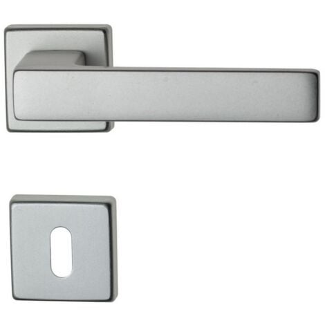 GHIDINI 1PZ MANIGLIA CARLO CON ROSETTA PATENT Alluminio Anodizzato Argento