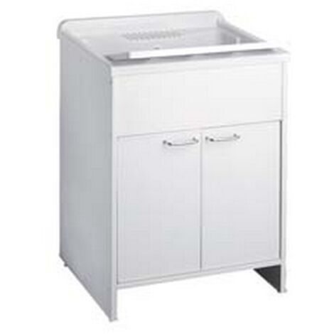 1PZ MOBILE LAVATOIO IN PVC BIANCO CON SIFONE - cm.60x50x85h