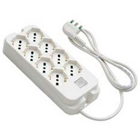 1PZ MULTIPRESA 4+4 POSTI BIPASSO + SCHUKO CON INTERR. "LINEA RETAIL" - bianca 47440