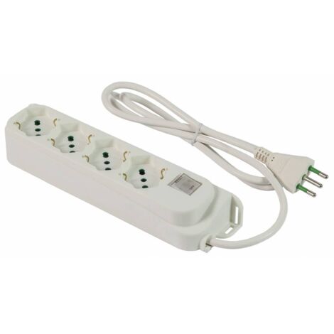 1PZ MULTIPRESA 4PRESE BIPASSO/SCHUKO+INTERRUTTORE SICURO 10A