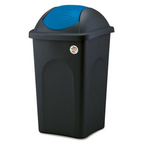 1PZ PATTUMIERA BASCULANTE MULTIPAT Lt. 60 - cm. 39x39x68 h col. Nero/Blu