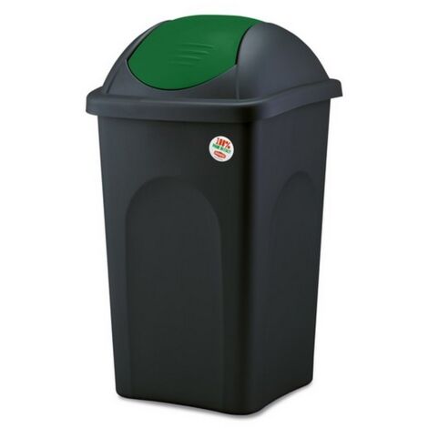 1PZ PATTUMIERA BASCULANTE MULTIPAT Lt. 60 - cm. 39x39x68 h col. Nero/Verde