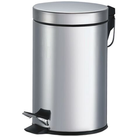 1PZ PATTUMIERA TONDA IN ACCIAIO h.26 - ø20 cm