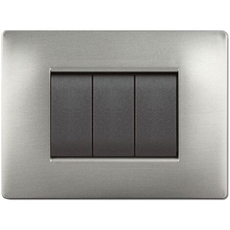 1PZ PLACCA LIFE Q MODELLO LIVING ACCIAIO SATINATO 4 POSTI